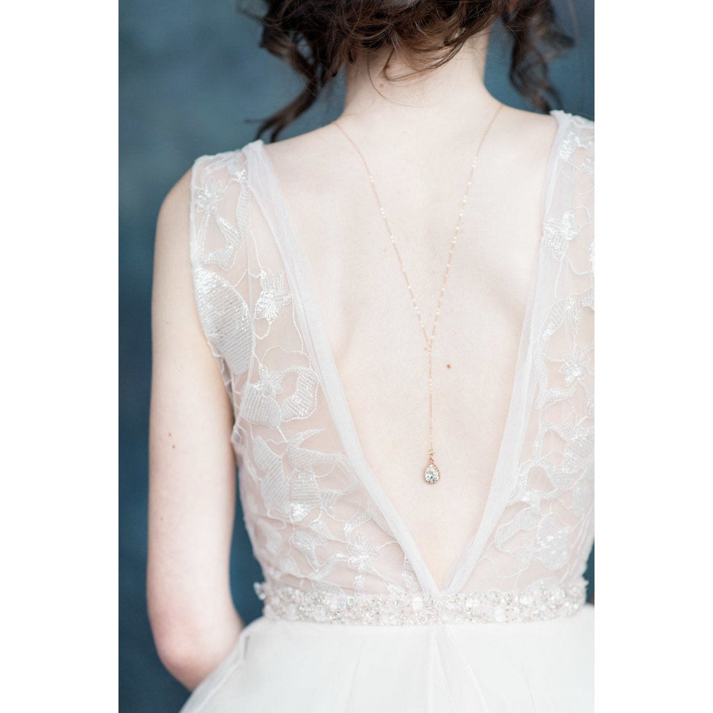 ADDISON Crystal Teardrop Pendant Back Necklace