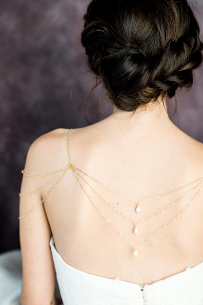 GINESSA Pearl Bridal Shoulder Necklace