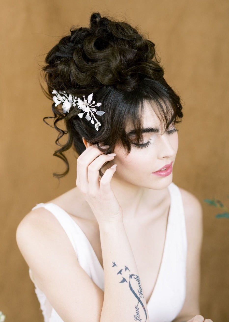 AVA Crystal & Pearl Flower Bridal Hair Pins