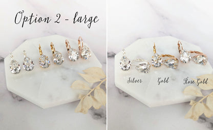 SARA Crystal Pear Drop Earrings