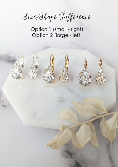 SARA Crystal Pear Drop Earrings
