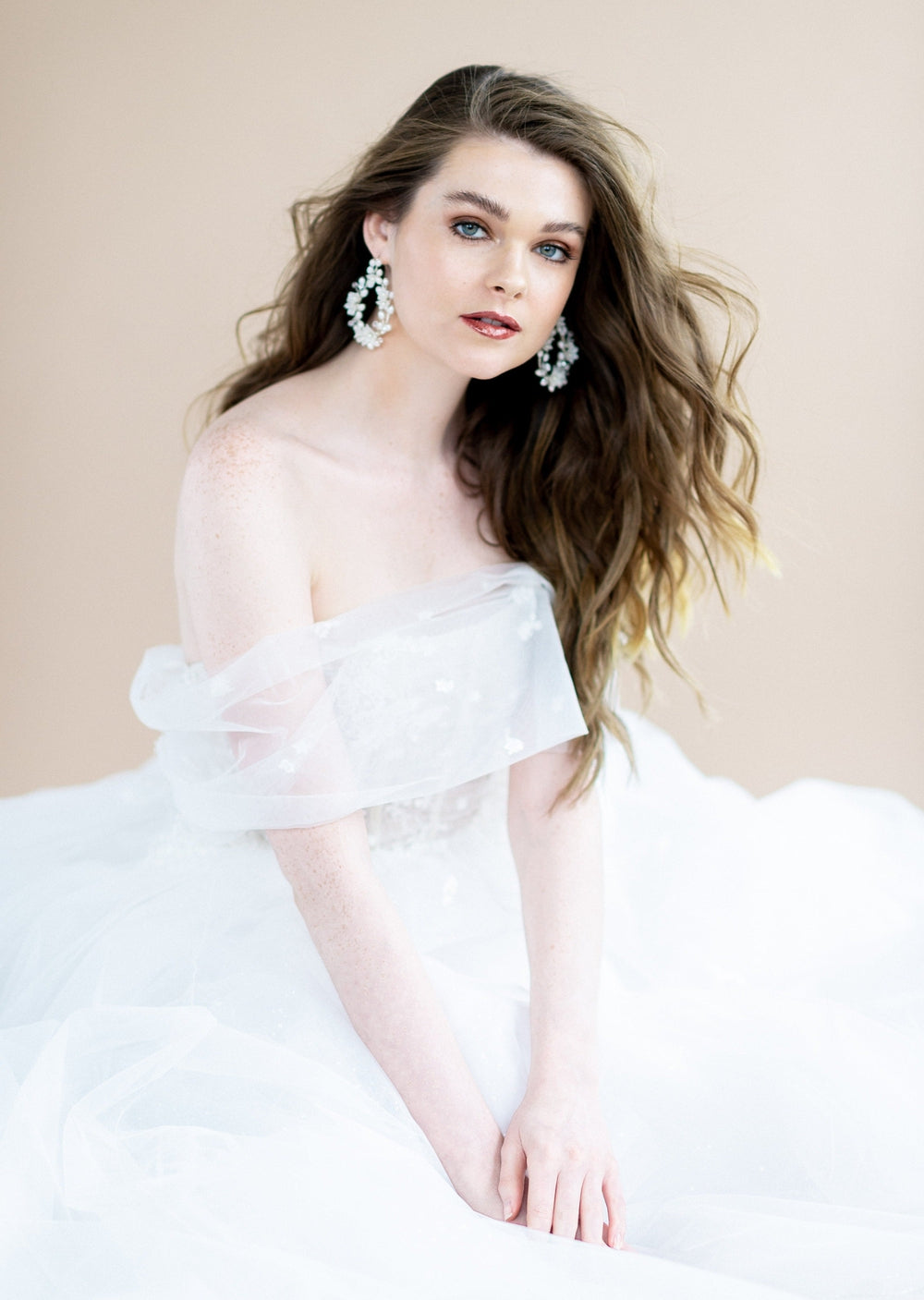 LAINE Statement Pearl & Crystal Vine Teardrop Bridal Earrings