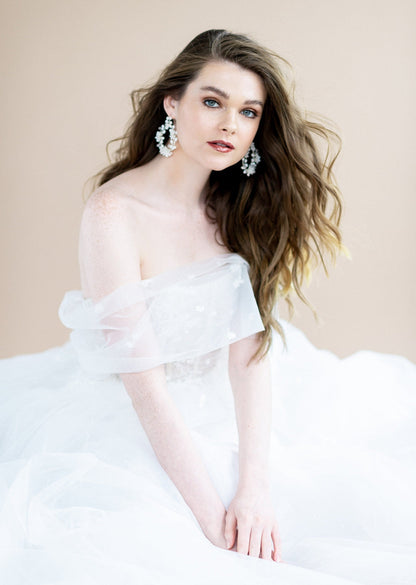 LAINE Statement Pearl & Crystal Vine Teardrop Bridal Earrings