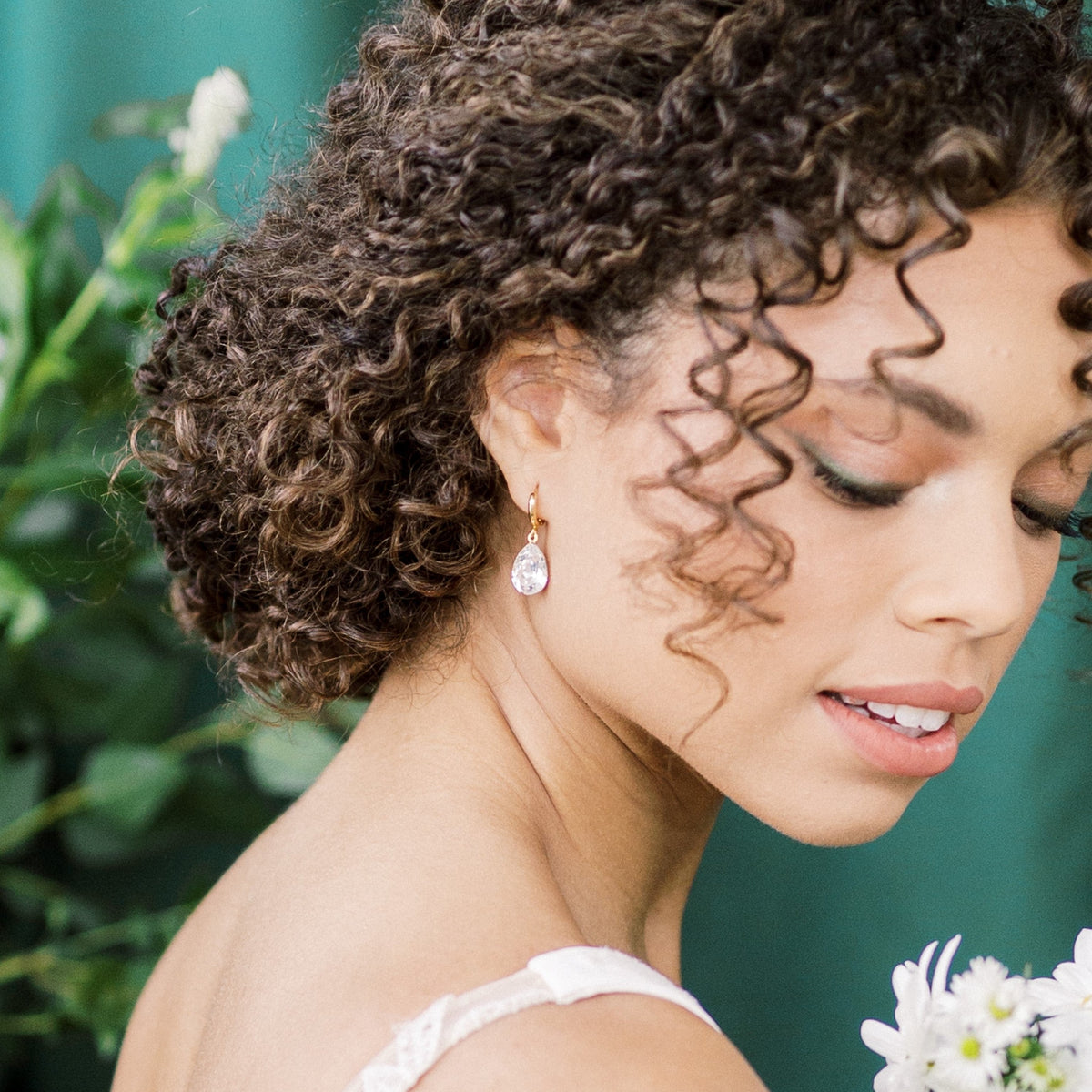 GRACIE Teardrop Crystal Hoop Earrings