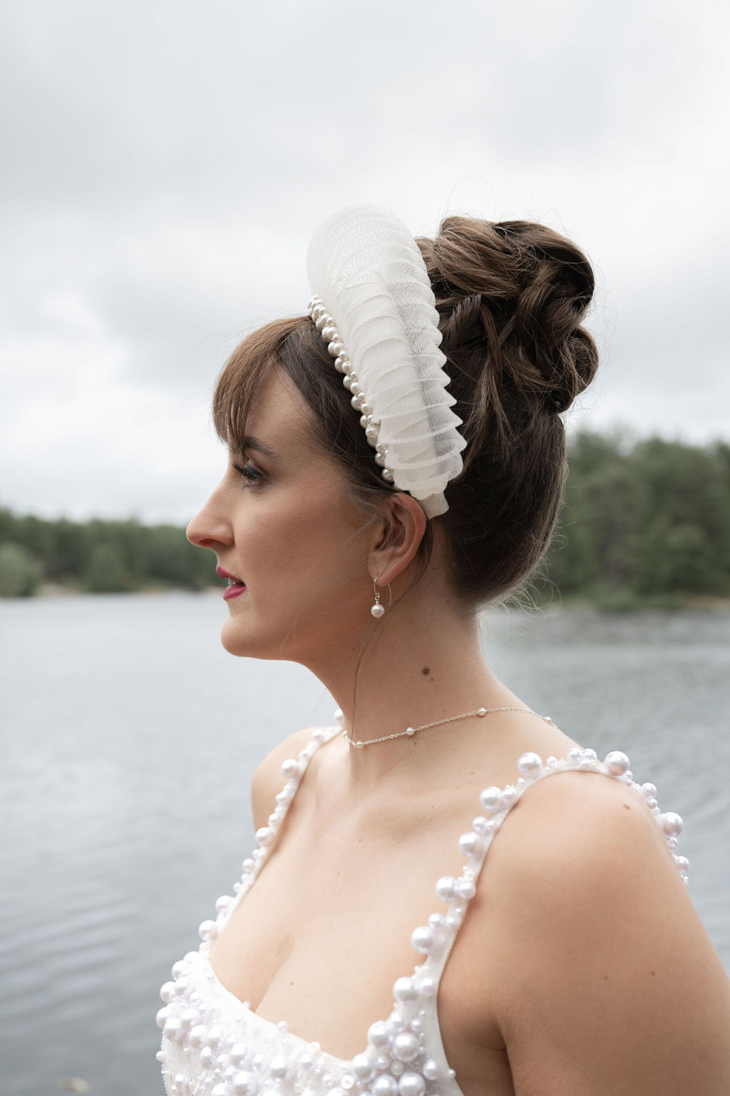 SANDRA Double Strand Pearl Bridal Back Necklace