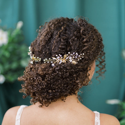 LIANNA Crystal & Pearl Floral Hair Vine