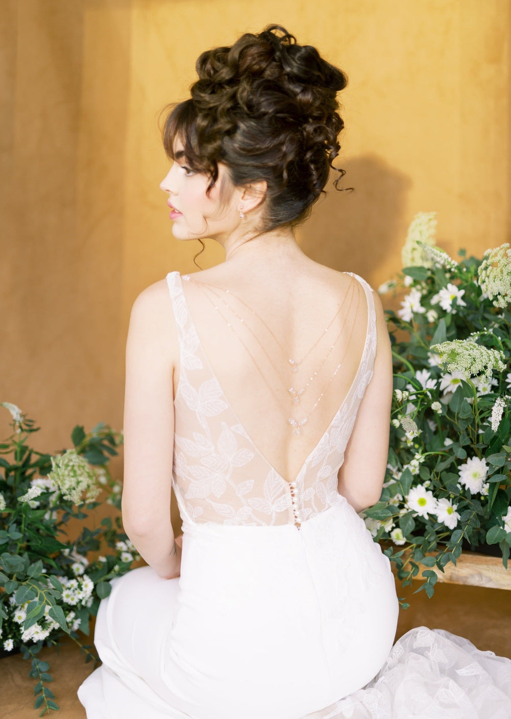 ELLIE Detachable Crystal Pearl Drop Back Jewelry for Wedding Dress