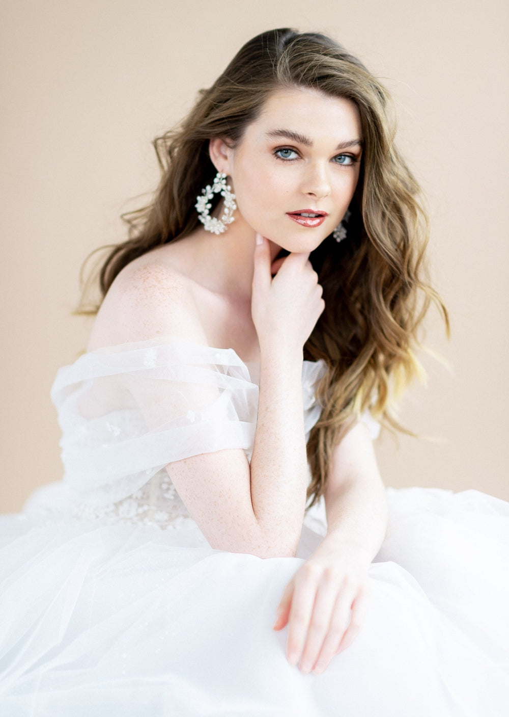 LAINE Statement Pearl & Crystal Vine Teardrop Bridal Earrings